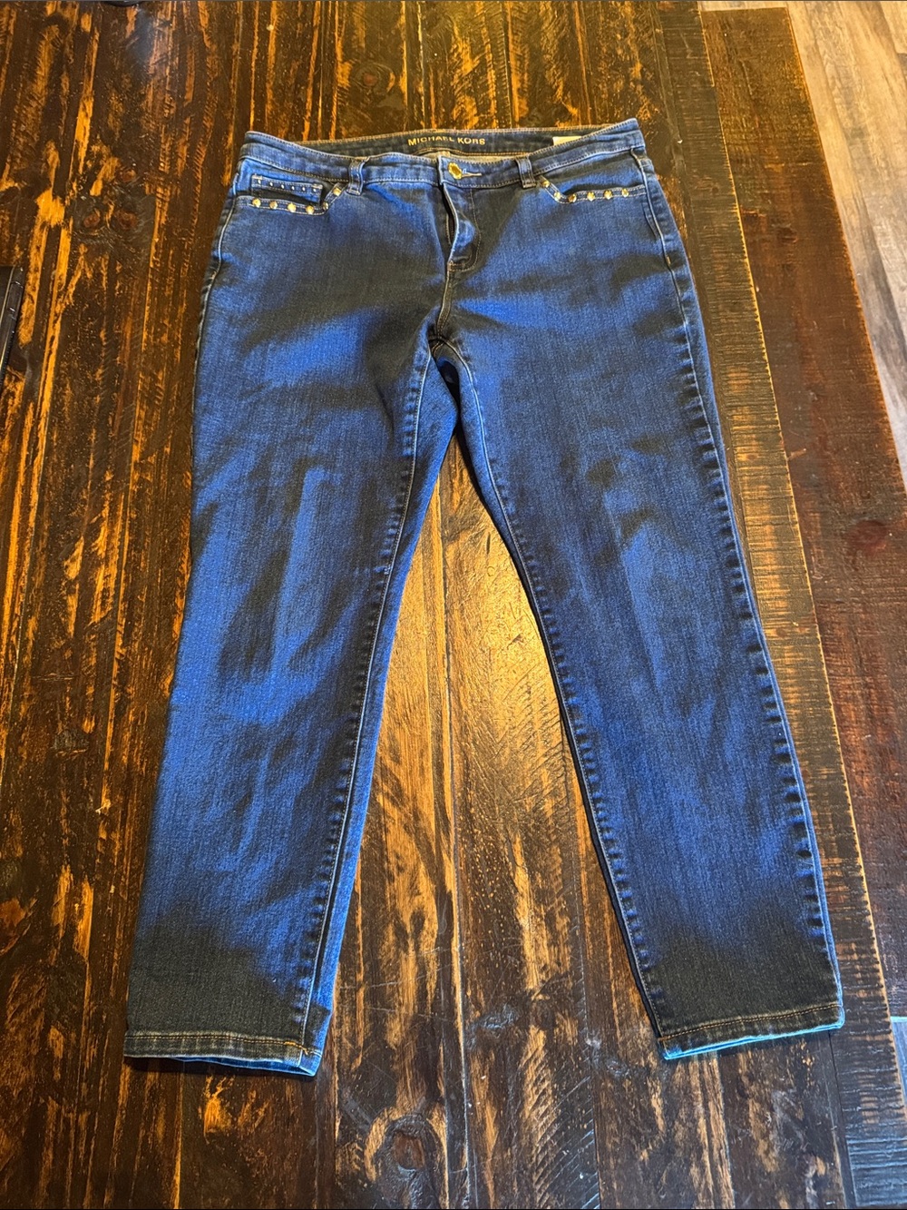 Michael Kors Navy Stud-Trim Jeans